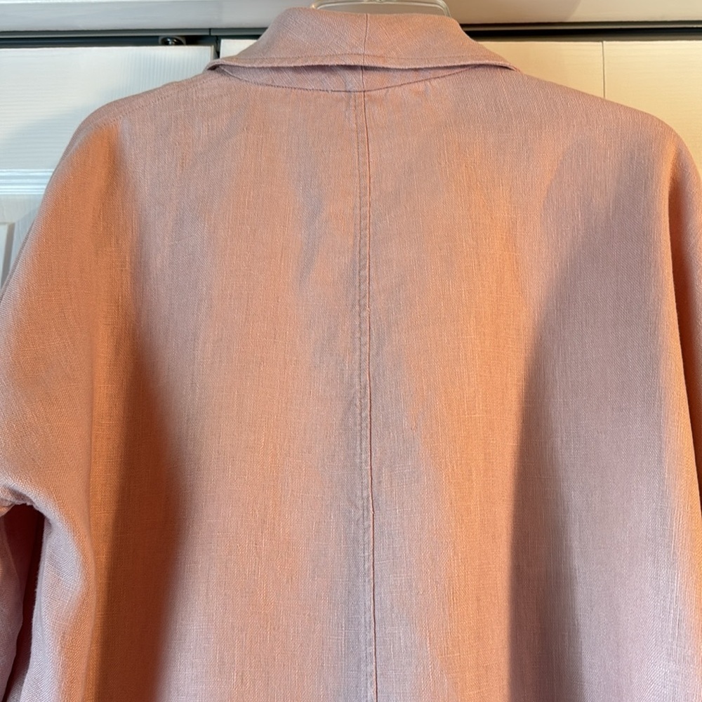 Eileen Fisher Organic Linen Shawl Collar Jacket Dusty Pink Rose Size S - Picture 12 of 15